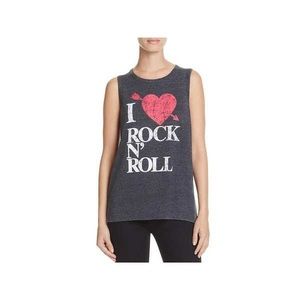 Chaser I Heart Rock n Roll Gray Muscle Shirt Sz. S